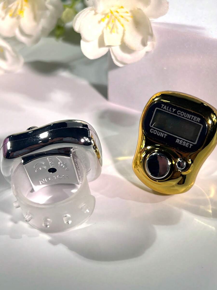 1 件高品质手持式电子计数器，金属设计，带孔按钮，仓库计数设备，圆形计数器，时尚计数器，圣诞节、万圣节、感恩节、游戏礼物 - 彩色 - 查看 1