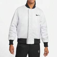 Nike Men's Comfortable Stand-Up Collar Double-Sided Wear Bomber Jacket Baseball Jacket Cotton Coat - Black and White - View 6