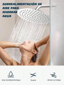 Alta Presión Cabeza De Ducha De Agua De Lluvia, 304 De Acero Inoxidable Ducha De Spray, 12 Inch Regadera Cuadrada,1/2" Conector, Rotación De 361 Grados,Ultra Fino Ahorro De Agua Regaderas Fijas - 12 Pulgadas Redondo - Ver 11