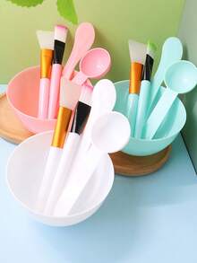 Set de 5 piezas de tazón para mascarilla facial, tazón de plástico grande para mascarilla facial DIY Spa, paleta, cepillo de silicona, herramientas de belleza