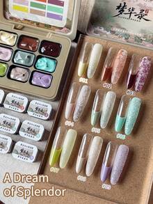 9-Colors Patting Glue Smudge Canned High Saturation Popular Semi-Solid Nail Polish Glue Nail Salon For DIY - 彩色 - 查看 6