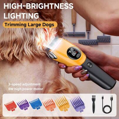 1 Pc, Professional Dog Hair Clipper Rechargeable Pet Trimmer Cat Shaver Pet Low Noise Grooming Clipper Different Card Combs For Precise Grooming & Styling, Daily Use