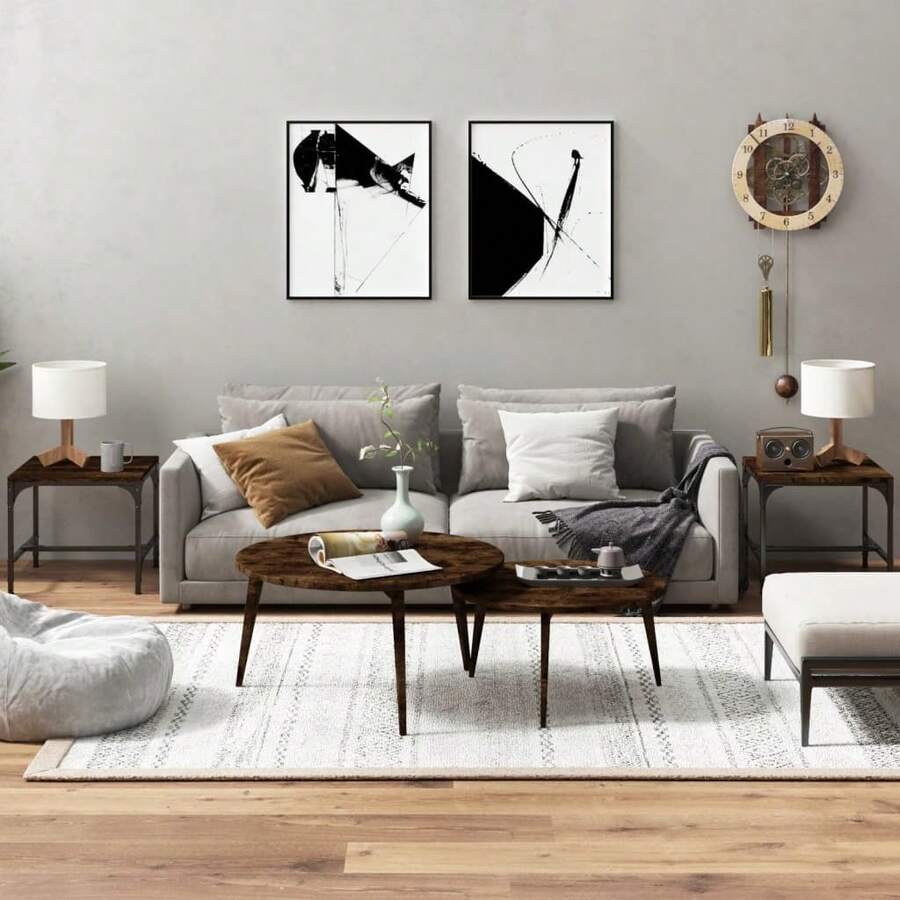 Side Tables 2 Pcs Smoked Oak 40x40x35 Cm Engineered Wood - Brown - View 1