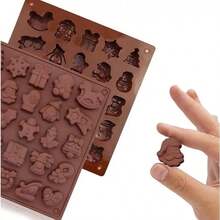 1 件 25 腔圣诞硅胶模具，不粘巧克力果冻蛋糕烘焙模具圣诞树姜饼男士圣诞老人圣诞节圣诞装饰品圣诞睡衣圣诞礼物圣诞装饰 - 彩色 - 查看 5