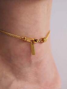 1 件韩式锆石方形吊坠脚链，具有高端简约设计感。 - 方牌吊墜腳鍊 - 查看 1