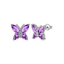 Butterfly Ring, Stud Earrings, Necklace, Bracelet Women's Jewelry Set, Suitable For Daily, Wedding, Party Wear, Suitable For Wives, Daughters, Good Friends As Birthday Gifts, Holiday Gifts - 紫色項鍊 - 查看 19