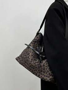 Vintage Chic Leopard Print Underarm Bag, Large Capacity Casual Shoulder Tote Bag For Women, Versatile For Commuting, Daily Outing And Shopping - Nhiều màu - Xem 3