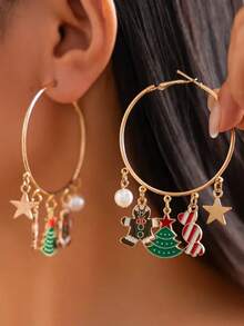 1 Set Christmas Fashionable Bell Christmas Tree Necklace Bracelet Earrings Suit, Lightweight Luxurious Metal Feeling Clavicle Chain Suitable For Daily Wear, Party, Gift For Girlfriend, Suitable For Men And Women, Exquisite Halloween, Christmas, Teacher's Day, Holiday Gift, Birthday Gift