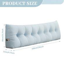Soft Headboard Pillow Bed Wedge Pillow For Headboard With Side Pockets Dorm Headboard Twin Full Queen King Backrest Pillow, Bed Bolster Pillows For Back Support With Removable Cover - Màu xanh nhạt - Xem 11