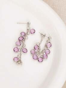 1 对百搭长流苏耳环，独特设计玻璃水晶吊坠耳环 - 流蘇 - 查看 11