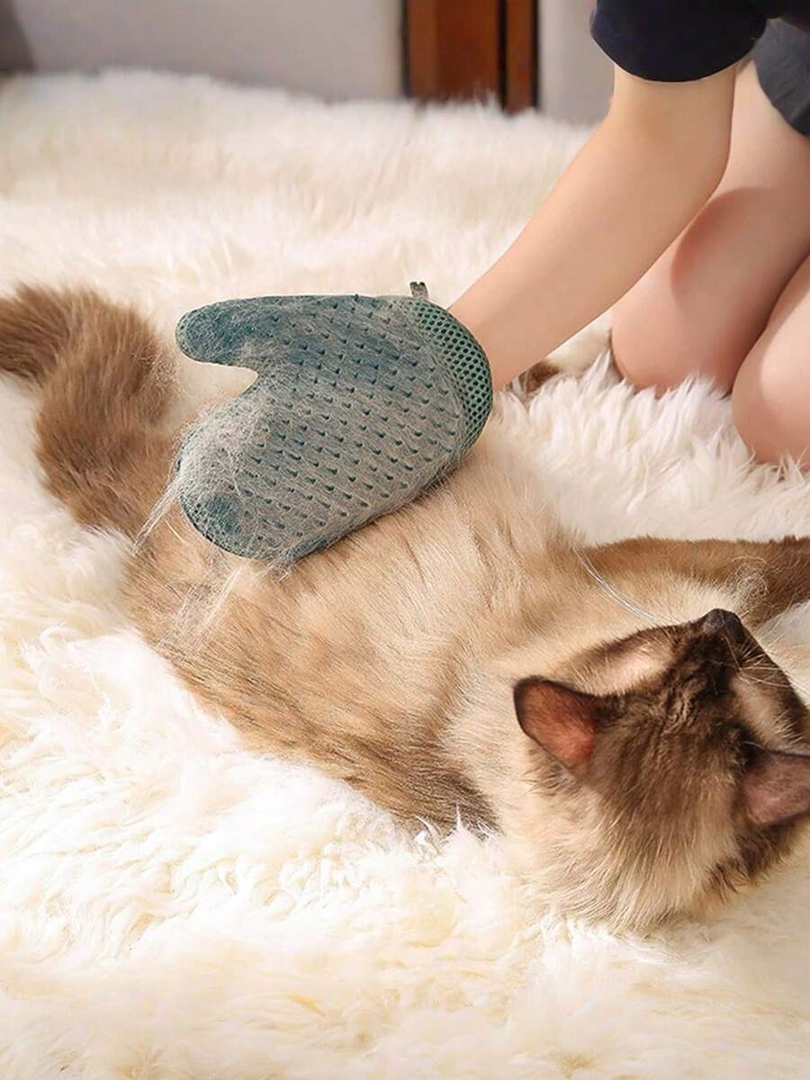 1 chiếc găng tay chải lông hai mặt cho mèo, bàn chải loại bỏ lông rụng cho thú cưng, lược tắm và massage cho chó, bàn chải loại bỏ lông, găng tay chải chuốt đa năng cho thú cưng dùng để tắm và massage cho mèo và chó, được thiết kế để loại bỏ lông khỏi quần áo, thảm, ghế sofa và giường.