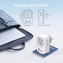 European Travel Adapter With USB C - US To EU Plug Adapter For Germany France Spain Iceland Greece Korea  - 3 USB Ports & 4 AC Outlets - 查看 2