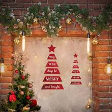1/2/170 Sets Available, 6 Pcs/Set Merry Christmas May Your Days Be Merry And Bright Red Christmas Tree Shaped Stars Blessing Slogans Wooden Wall Decoration, Welcome Sign Decoration, Fun Countryside Fireplace Decoration, Winter And Christmas Themed Party Home Decoration, Shopping Center Wall Decoration - Multicolor - View 5