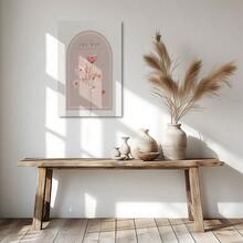 1Pc 2D Flat Printing Pink Flowers, Bible Verses, Religious Art Style Canvas Wall Art For Living Room Wall Decor For Bedroom Bathroom Framed Wall Poster Art Prints Ready To Hang Pictures Home Decorations - 彩色 - 查看 3