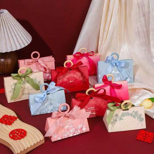 20 PIEZAS Cajas de regalo de papel con estampado en caliente de colores pequeñas y grandes - Diseño floral de perlas triangular de estilo europeo exquisito - Perfecto para el Día de la Madre, bodas, cumpleaños, aniversarios y fiestas festivas. Empaque de regalo para joyas, magdalenas, velas y talla grande.