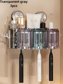 2 件/3 件/4 件病毒吸盘牙刷架壁挂式牙刷杯架牙膏收纳盒，无需钻孔