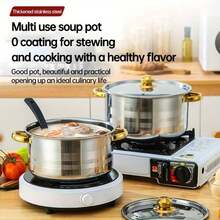 10 Pieces Stainless Steel Pot Set With Lid, Colorful Soup Pot Combination, 5-Piece Pot Set And 5-Piece Pot Lids, Cooking Pot, Soup Pot, Capped Pot Set, Boxed Pot Set, Cooking Pot Set, Kitchen Tools, Ideal Gift For Housewarming & New Apartment, Dinner For Thanksgiving, Halloween, Christmas, Family Gifts - Vàng - Xem 5