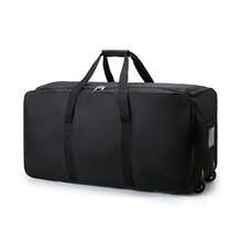 Maleta de viaje Oxford extragrande expandible con ruedas, impermeable, ligera y plegable (negra) - Negro - Ver 2