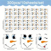 300pcs Snowman Face Sticker Set - Reusable PVC Decals For Fridge, Party Favors & Home Decor | Assorted Colors, Perfect For Winter, New Year