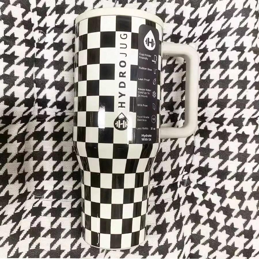 HydrojugTraveler 32 Oz/40 Oz Water Bottle With Handle & Flip Straw - Fits In Cup Holder, Leak Resistant Tumbler-Reusable Insulated Stainless Steel & Rubber Base - Gifts For Women & Men - 白草莓 - 查看 1