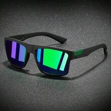 New European & American Square Men's Fashion Outdoor Sports Commuting Driving Fishing Cycling Sunglasses, Solid Color Contrast Retro Unisex All Season