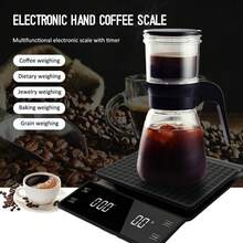 1pc Black Home Manual Drip Coffee Electronic Scale, Precise 0.1g Kitchen Scale For Food, Baking, Cake Ingredients Weighing, Smart High Precision, Upgraded Italian Quality, Touch Screen, Portable Multi-Function - Black - View 9