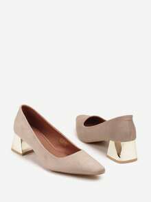 Tacones de punta fina de ante suave - Zapatos de trabajo/oficina para mujer - Beis - Ver 6