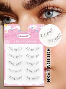 Waloshow 5 Pairs Soft & Fluffy Cartoon Style False Eyelashes, Ultra-Fine Black Stem, Natural Wispy Look, Lightweight & Skin-Friendly, Reusable - Black - View 4