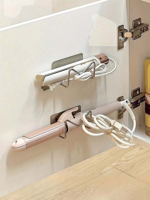 1 Non Perforated Hair Styling Tool Storage Rack, Made Of Metal, Sturdy And Durable, With A Simple M-Shaped Design, Suitable For Hair Styling Tools Such As Straighteners, Permers, Hair Dryers, Etc., Strong Adhesive Installation, Bedroom Rack, Bathroom Supplies, Cosmetics Storage Rack, Storage Cabinet, Kitchen Furniture, Kitchen Storage, Walls, Room Decoration, Christmas, Christmas Decoration