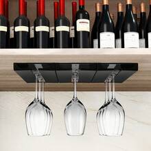 Under Cabinet Wine Glass Rack –4PCS Black Stemware Holder With Strong Adhesive For Kitchen And Bar Use - Black - View 2