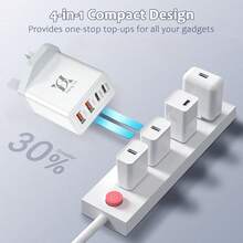 40W 4-Port USB Fast Charger Adapter, Compatible With IPhone 17/16/16 Plus/16 Pro/16 Pro Max/15/14/13/12, IPad Pro/IPad Air/IPad Mini, Dual USB-C Ports Multi-Port Type-C Quick Charger - View 5