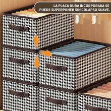 Juego de 3 Caja de Almacenamiento con Asa,Organizador de Ropa Plegable,Cajas Organizadoras,Cajas de Almacenaje para Clósets,para Ropa,Libros,Juguetes - Amarillo-marrón(3PCS) - Ver 8