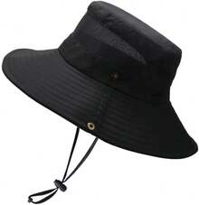 AI-PIKA Sombreros del Sol para Hombre,Sombreros para Hombre con Protección UV UPF 50+,ala Ancha,Impermeables,Transpirables para Ciclismo,Acampar,Pescar,Caminar - Modelo Negro Transpirable - Ver 5