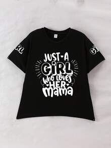 Tween-Mädchen Muttertags Spruch Muster Rundhals T-Shirts Sommer Mädchen Lässig Tees Weiche Oberteile