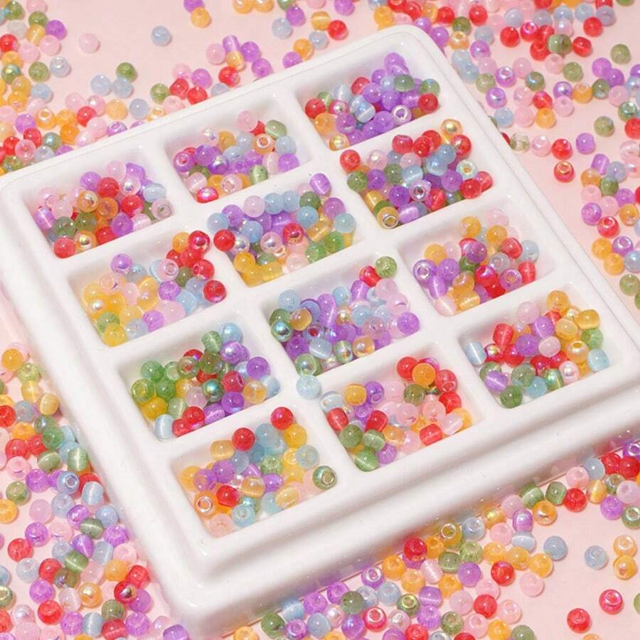 10g/Pack Approx. 120pcs Cat Eye Glass Beads, Suitable For DIY Jewelry Making, Personalized Necklace, Bracelet, Accessories