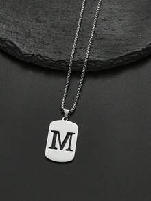1pc Titanium Steel Letter Pendant Necklace, Minimalist Versatile 26 English Alphabet Small Design Necklace, Accessory, Gift For Christmas, New Year, Valentine's Day - Multicolor - View 24