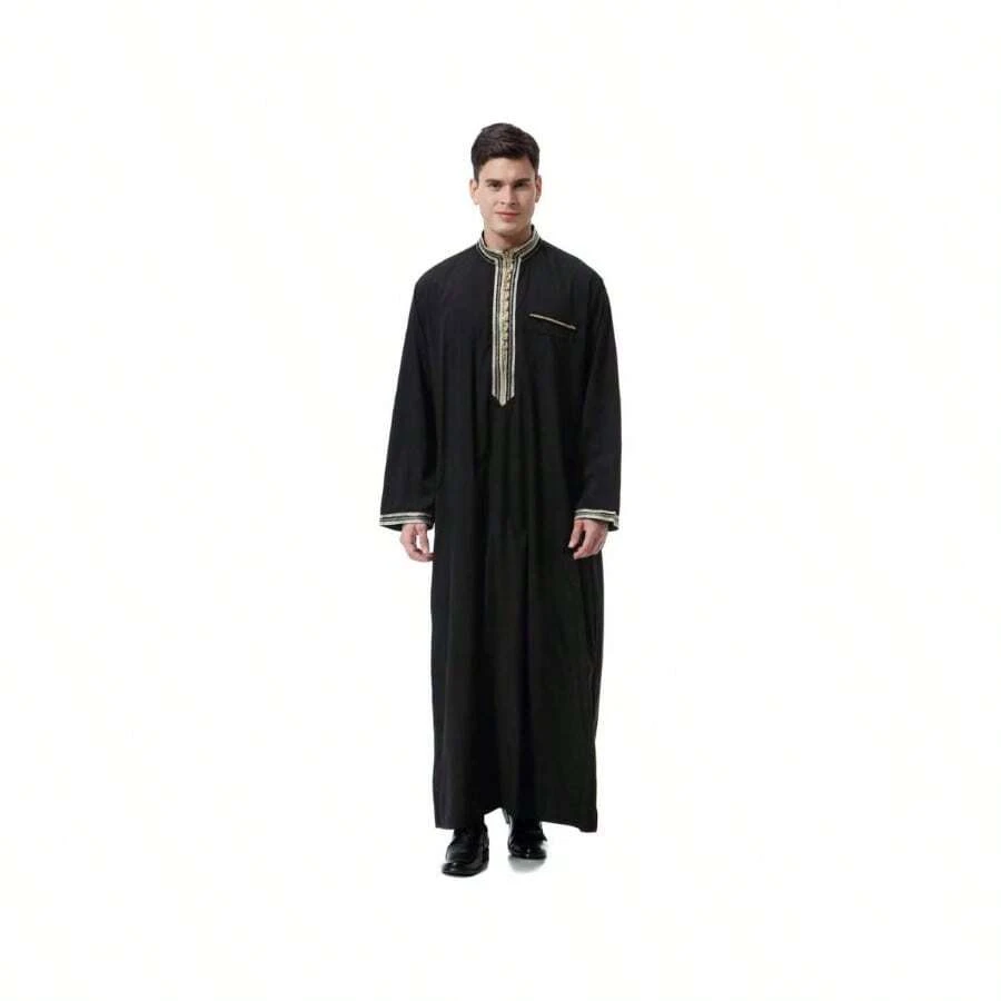 - Albornoz de manga larga para hombre musulmn rabe, Negro, 3X - Large - inicial - Ver 1