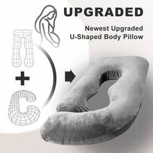 Pregnancy Pillow, Maternity Pillow For Pregnant Women 60 Inch, U Shaped Pregnancy Pillows For Sleeping, Full Body Pillow,Pregnant Women Must Have With Removable Cover, Black Velvet - Black - View 8