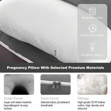 Pregnancy Pillow, Maternity Pillow For Pregnant Women 60 Inch, U Shaped Pregnancy Pillows For Sleeping, Full Body Pillow,Pregnant Women Must Have With Removable Cover, Black Velvet - Black - View 7
