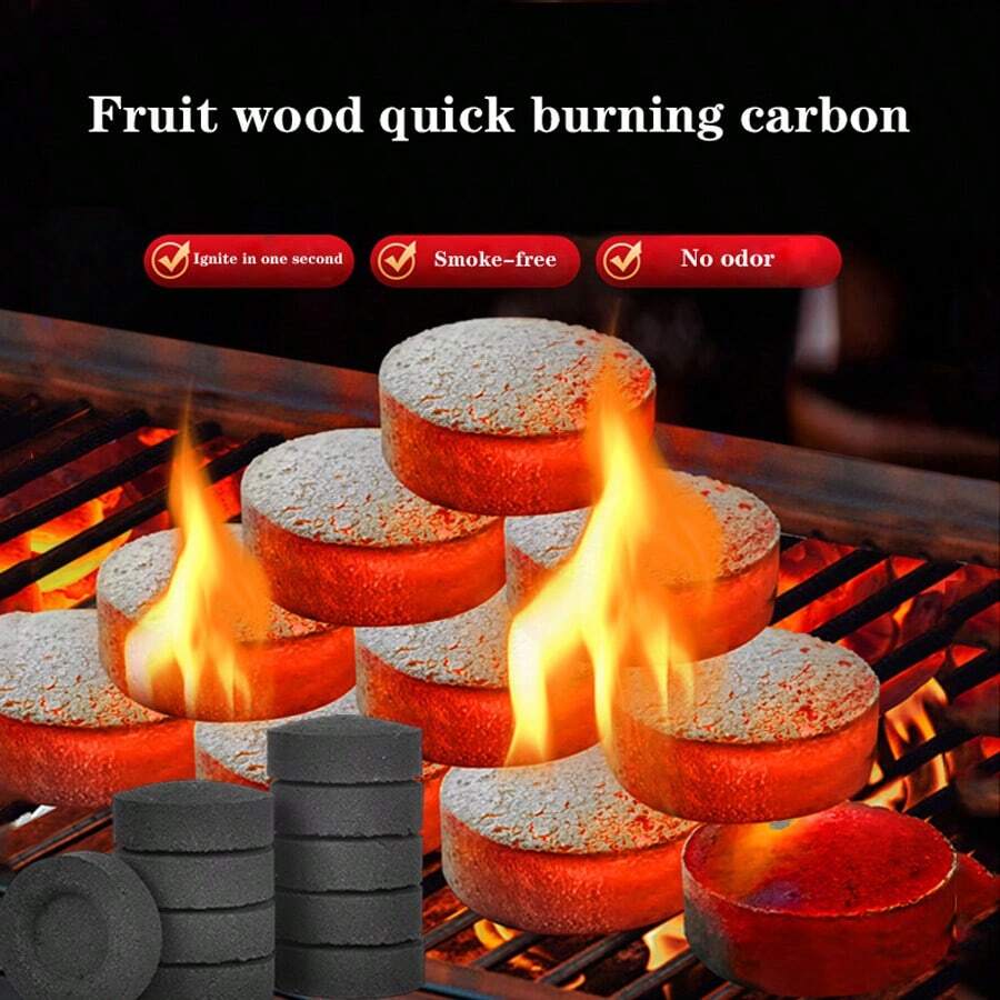 100pcs Quick Burning Charcoal Tablets, Suitable For Incense, Arabic Spices, Smokeless Charcoal, Suitable For Home Burning, Barbecue, Indoor Fireplace, Outdoor Camping And Tea Making.