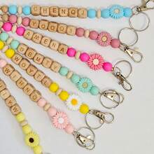 [Custom-Made] 1pc Daisy Handmade Wooden Beads Keychain/Bag Chain Personalized Mother's Day Gift Christmas Gift Girl's Gift Lanyard - Multicolor - View 10