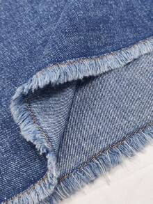 女式前扣口袋简约牛仔裙，休闲日常穿着 - 藏蓝色 - 查看 6