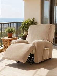 1 Seater Velvet Recliner Chair Cover 4-Pieces Design Recliner Sofa Cover Reclining Chair Slipcovers Furniture Protector, 1pc