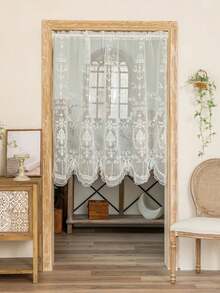 1pc French, European, American Style Rod Pocket Sheer Curtain, Window Valance, Short Curtain, Partition Curtain