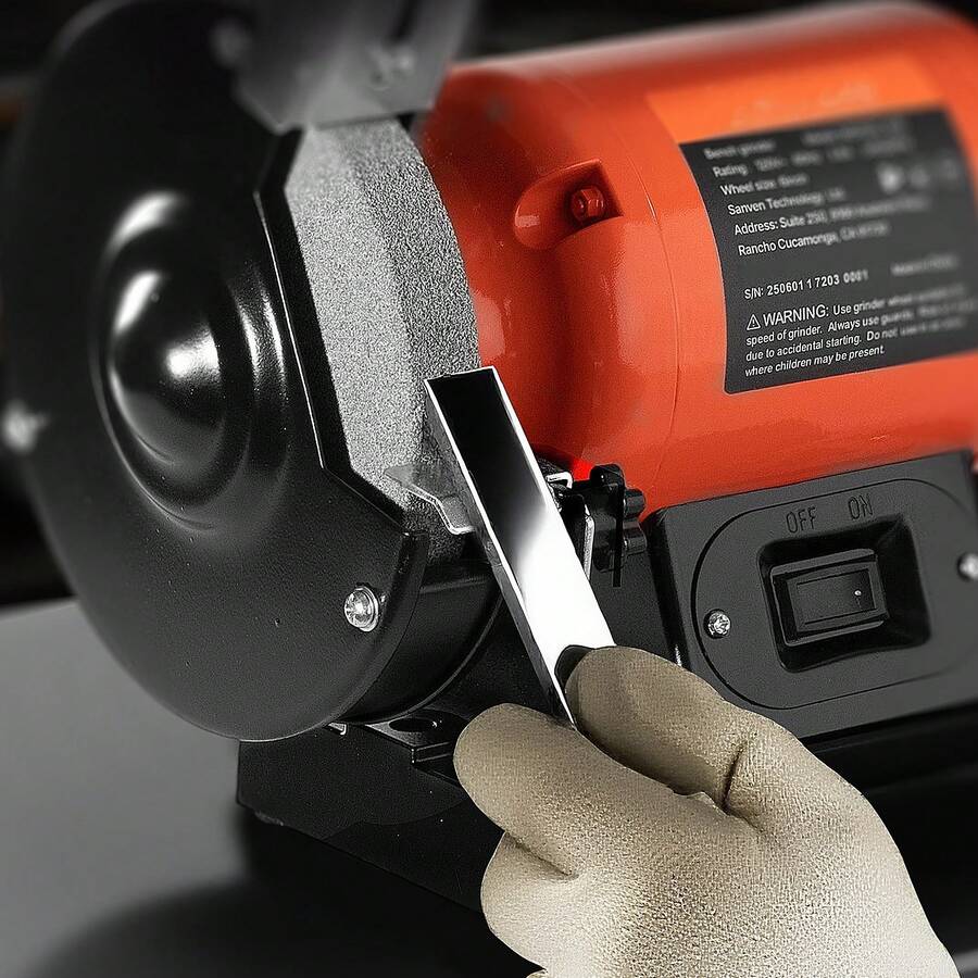 Bench Grinder, 6-Inch Single Speed Bench Grinder, 3450RPM High-Speed Table Grinders With 450W 3.8A Induction Motor, 36/60-Grit Grinding Wheel & Adjustable Eye Shield For Fast Sharpening Grinding - 6-inch 450W 3450 RPM - View 1