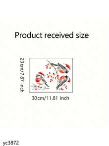 1 PIEZA Pegatinas de ventana con pájaros de estilo art decó navideños, calcomanías de ramas de bayas rojas para vidrio, pegatinas decorativas de plástico autoadhesivas, decoración festiva para el hogar, motivos de pájaros con gorro de Papá Noel de un solo uso, decoraciones navideñas para habitación, decoración de pared, pegatinas de pared, pegatinas de pared decoraciones navideñas para el hogar
