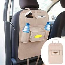 Organizador de respaldo de asiento de coche de fieltro con 6 bolsillos, alfombrilla antikick para niños impermeable y duradera para almacenar juguetes, pañuelos, libros y accesorios de viaje, decoración interior del coche, para SUV, camiones, minivanes, viajes familiares, padres, niños, bebés, uso diario y ideas de regalo para viajes