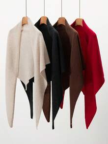 1pc Women's Solid Color Fluffy Thickened Scarf, Large Size Triangle Shawl, Warm Wrap, Versatile Accessory, 64.96X165CM, Autumn/Winter 2025 New Arrival