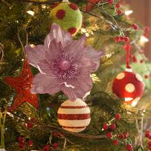 Artificial Christmas Flower Insert Festive Tree Vase Decoration Picks For DIY Craft Wreath Home Holiday Decor - Pink - View 2