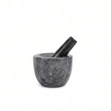 BLOOM STORE - Mortero Granito con Mano, Resistente, Duradero, Especias, Hierbas, Moledor Piedra Pulida, 8X10.5CM - Gris - Ver 5